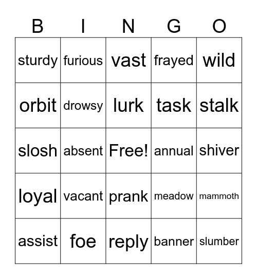 4th and 5th Grade Group Bingo Card