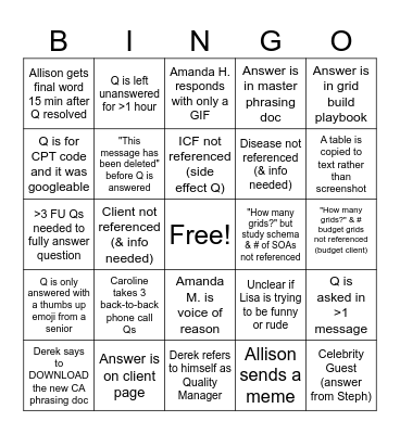 CA Chat BINGO! Bingo Card