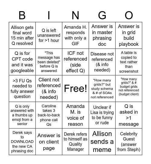 CA Chat BINGO! Bingo Card