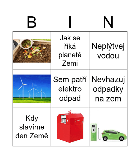 Bingo I.stupeň Bingo Card