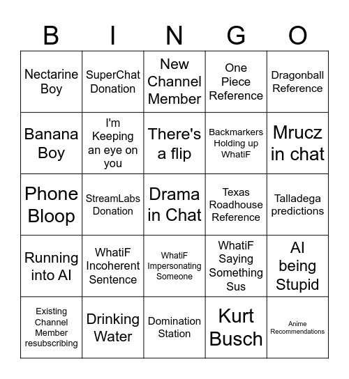 WhatiFRacing Bingo Card