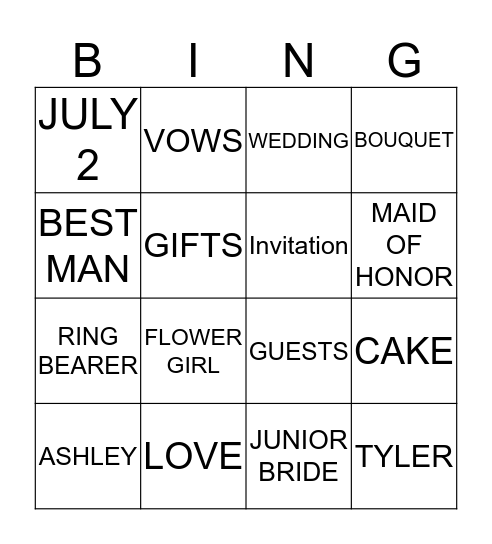 ASHLEY'S BRIDAL SHOWER Bingo Card