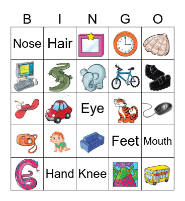 YLE Starters Vocabulary Bingo Card