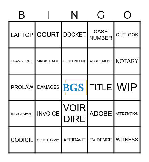 BGS Bingo Card