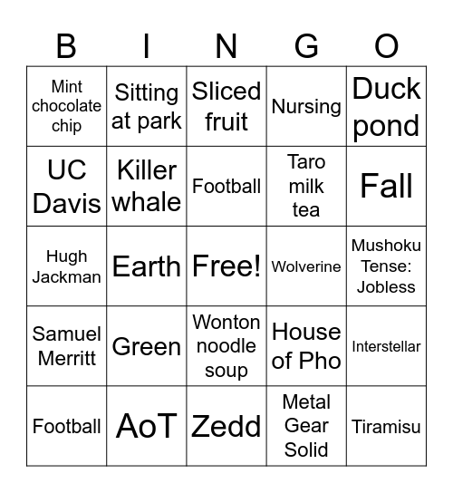 Untitled Bingo Card