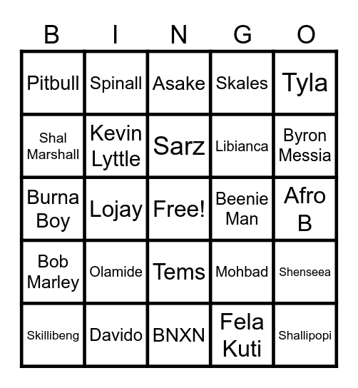KANA RESTURANT & LOUNGE BINGO Card