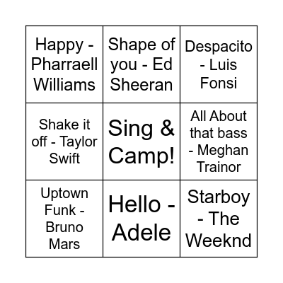Musical Bingo Card