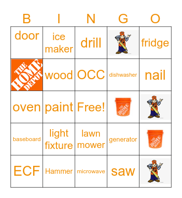 Home Depot Bingo Card