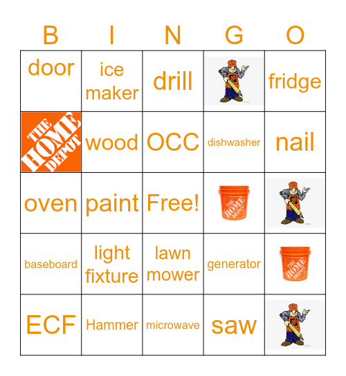 Home Depot Bingo Card