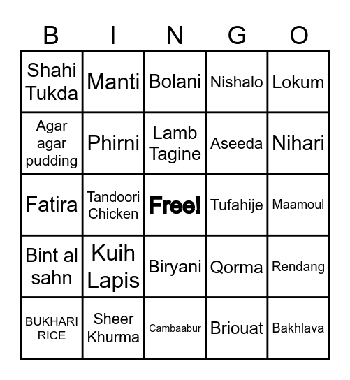 Sisterhood Eid Social 2024 Bingo Card