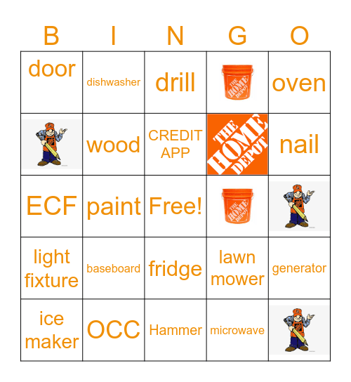 Home Depot Bingo Card