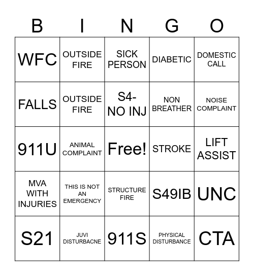 DISPATCH BINGO- CALLTAKER Bingo Card