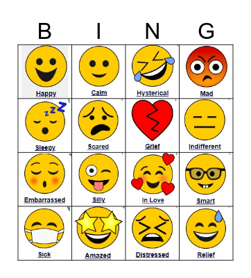 Feelings Bingo Card