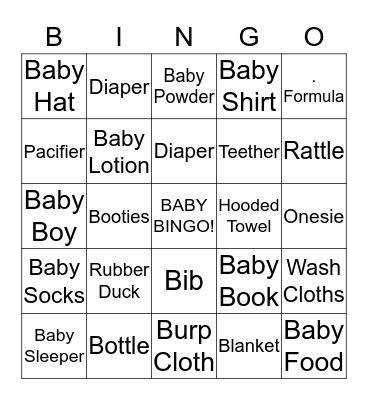 Baby  Bingo Card