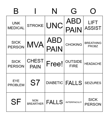 DISPATCH BINGO- FIRE Bingo Card