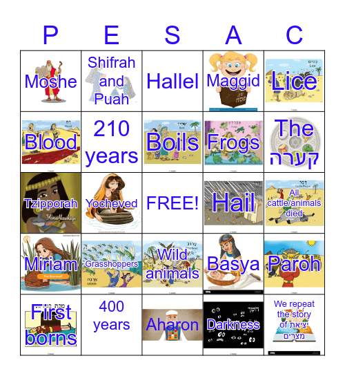 Pesach bingo board Bingo Card