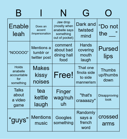 Finingo Bingo Card