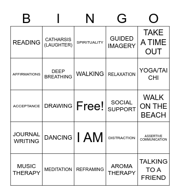 Coping Skills Bingo Card