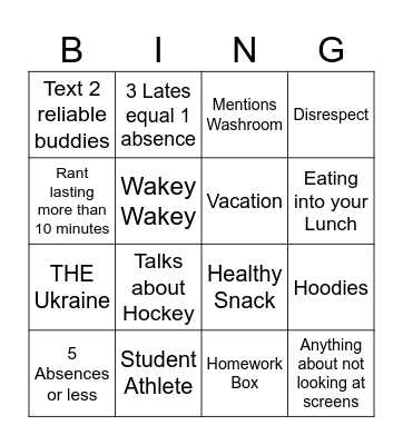 Mr. Nauss Bingo Card Bingo Card