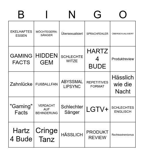 Cringo Bingo Card