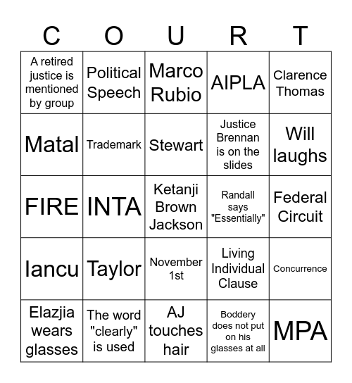 Vidal v. Elster Bingo Card