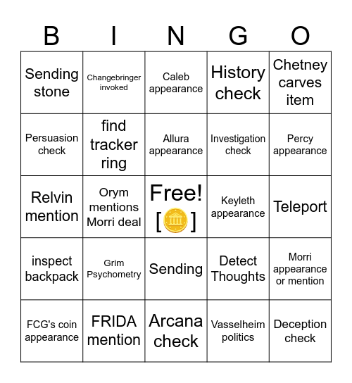 The Hardest Word To Say [Critical Role 3.92] Bingo Card