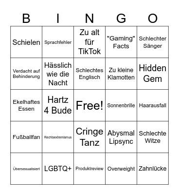 Cringo Bingo Card