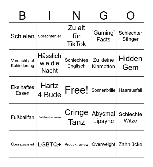 Cringo Bingo Card