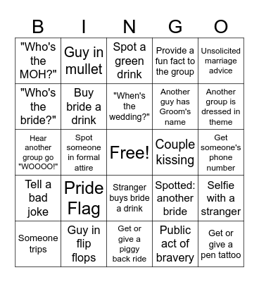 Bachelorette Bingo (Round 1) Bingo Card