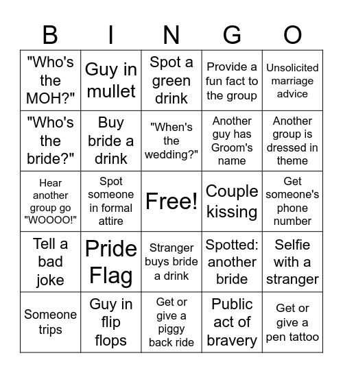 Bachelorette Bingo (Round 1) Bingo Card