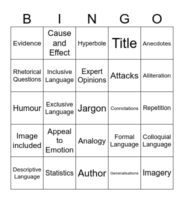 Persuasive Techniques Bingo Card
