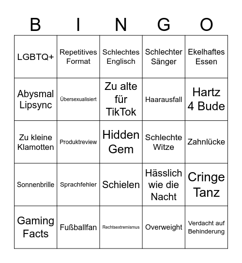 Cringo Bingo Card