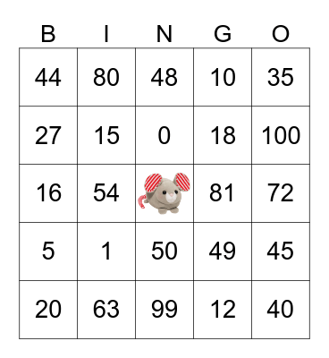 Squeaky's Multiplication Bingo Card