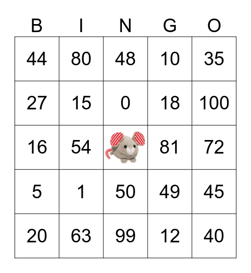 Squeaky's Multiplication Bingo Card