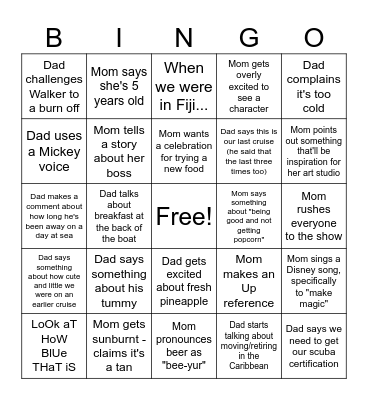 CRUISE 2024 Bingo Card