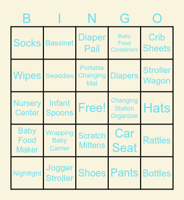 Mann Baby Bingo Card