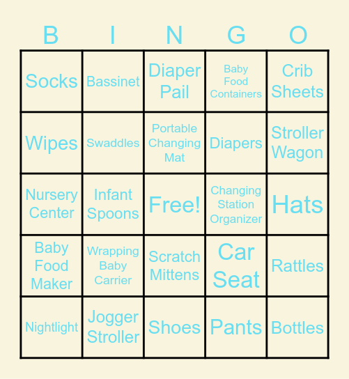 Mann Baby Bingo Card