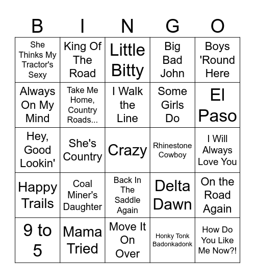 History of Country Music Bingo Card