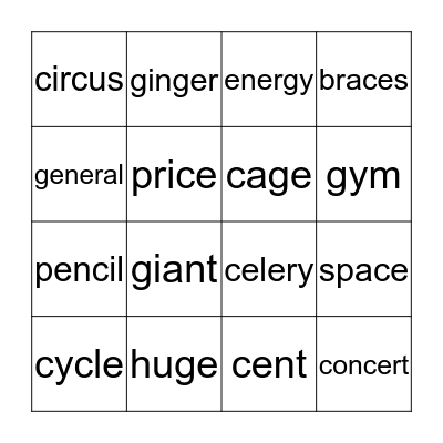 Gentle Cindy  Bingo Card