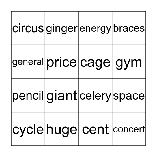 Gentle Cindy  Bingo Card