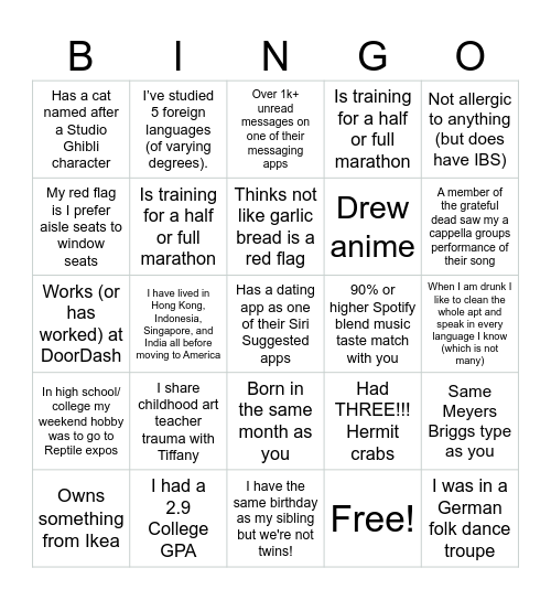 BIRTHDAY BINGO Card