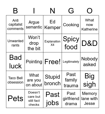 Duanego Bingo Card