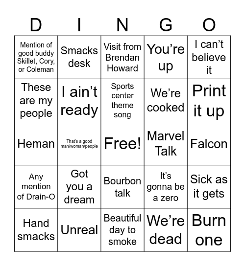 Darren bingo Card