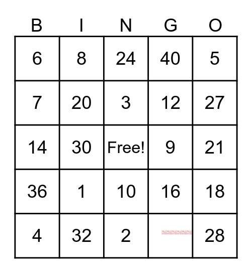 MULTIPLICATION BINGO Card