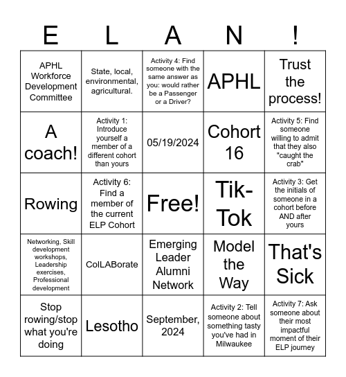 ELAN ACE-s! Bingo Card