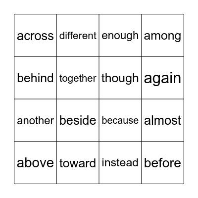 2st Grade Bingo Card