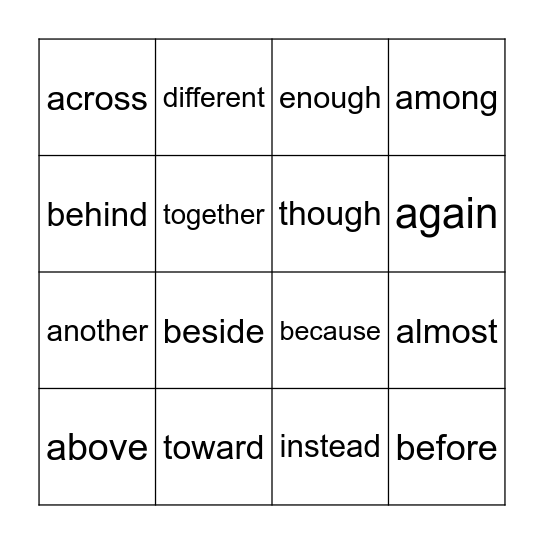2st Grade Bingo Card