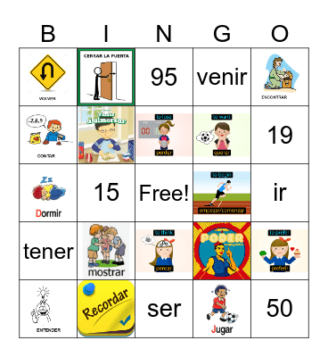 Verbos irregulares (y mas!) Bingo Card