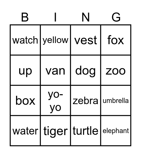 Go Magic 2-tuvwxyz Bingo Card