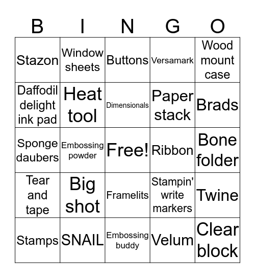 Stampin' Up! Bingo Card